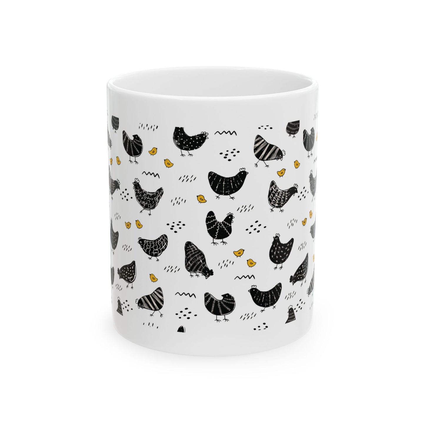 Cute white ceramic chicken mug, chicken lover gift, chicken mom gift, chicken gifts, chicken lady mug, chicken mug
