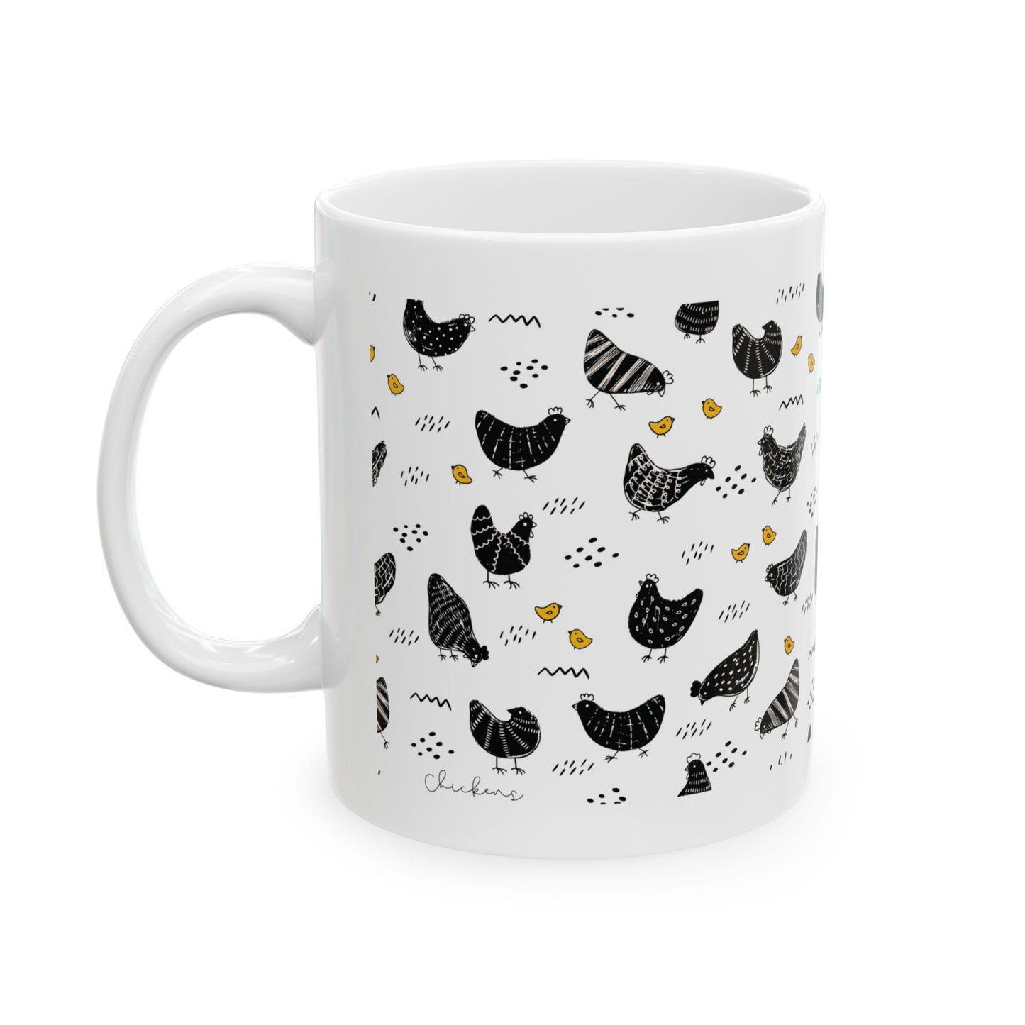 Cute white ceramic chicken mug, chicken lover gift, chicken mom gift, chicken gifts, chicken lady mug, chicken mug