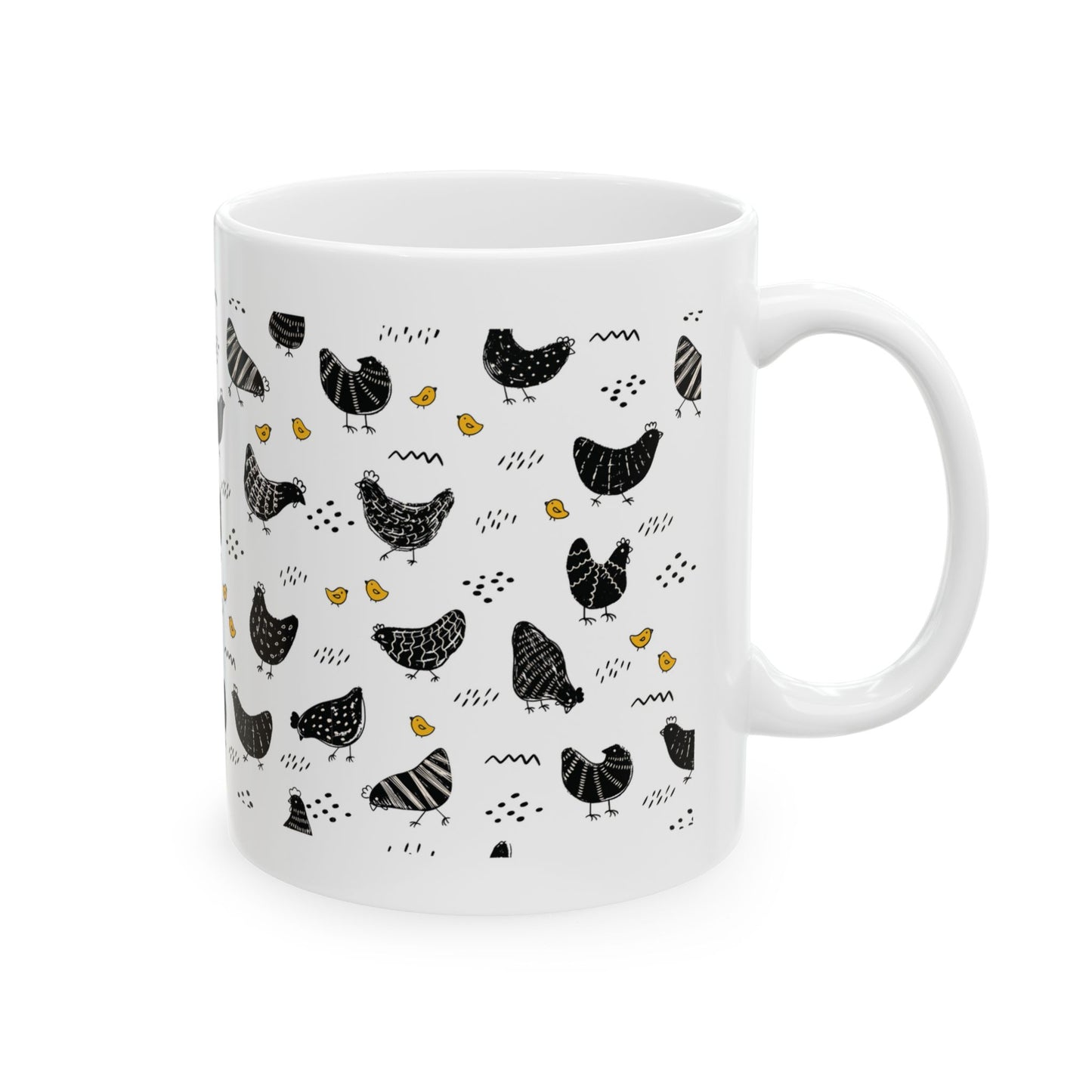 Cute white ceramic chicken mug, chicken lover gift, chicken mom gift, chicken gifts, chicken lady mug, chicken mug