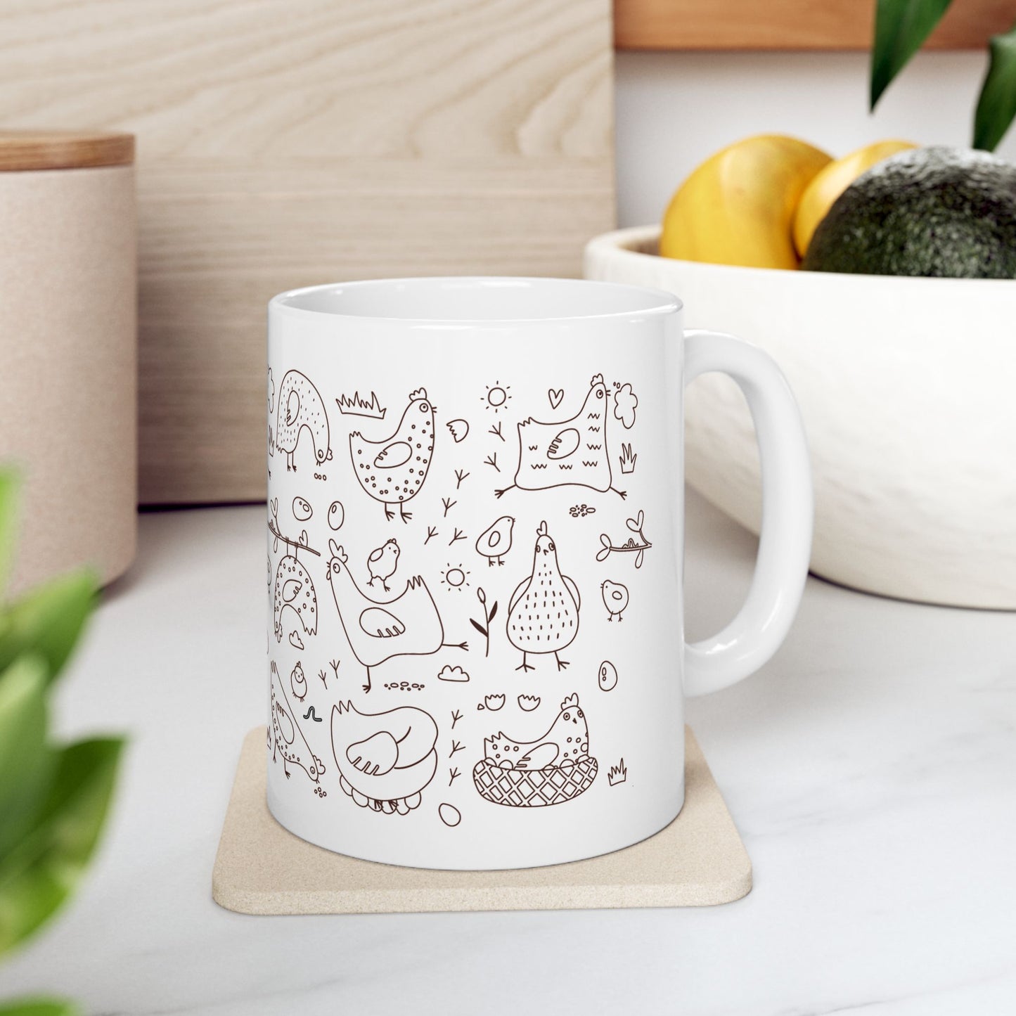 Ceramic White Chicken Mug